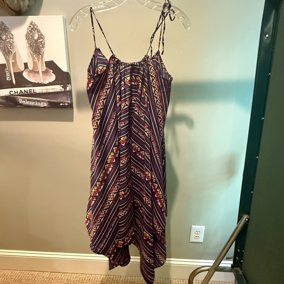 Volcom Blue/Red Peer Pressure Asymmetrical Handkerchief Hem Sundress Size Small - Picture 3 of 8